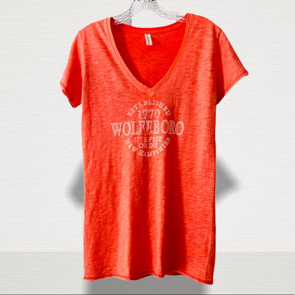 NWOT Wolfeboro Orange Coral V Neck Tee Shirt